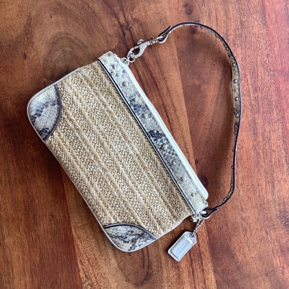 Coach Hampton wristlet straw and silver python - Picture 2 of 8